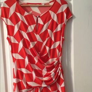 Vibrant White and Orange Dress Wrap style-size med